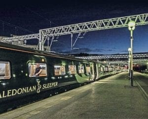 Caledonian Sleeper at a station