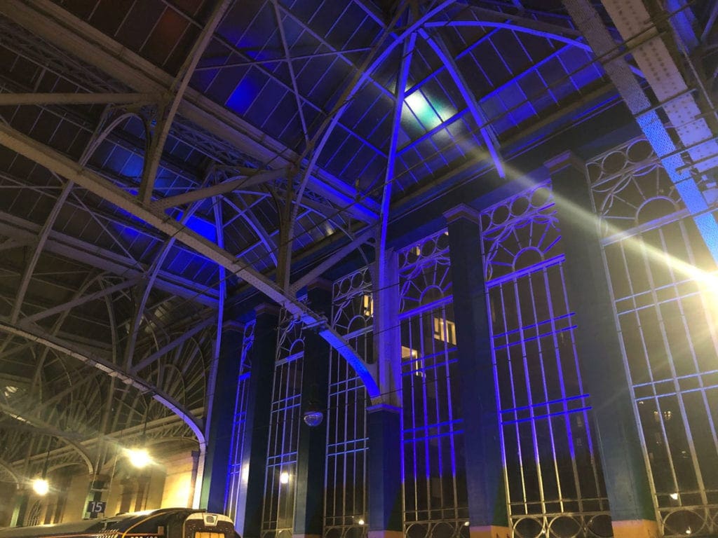 Glasgow Central Station Lit It Blue for our NHS heroes