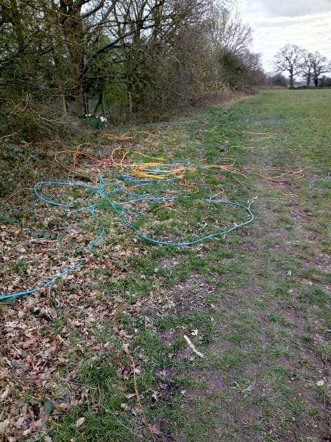 Tangled discarded cable after copper was ripped out from railway signalling in Cheshire
Tangled discarded cable after copper was ripped out from railway signalling in Cheshire