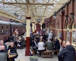The East Lancashire Railway's The Trackside pub at Bury Bolton Street station (pictured) reopened on July 4. The line's other pub, Buffer Stops at Rawtenstall, also reopened for business on the same day. MIKE KELLY