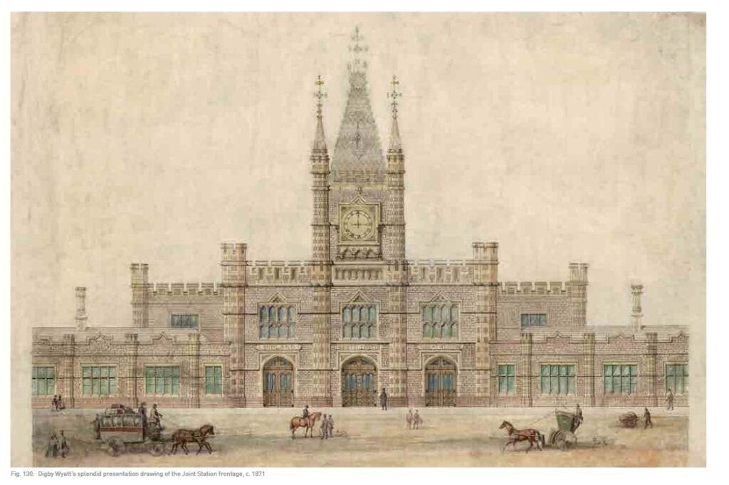 Bristol Temple Meads drawing of the station by Digby Wyatt.