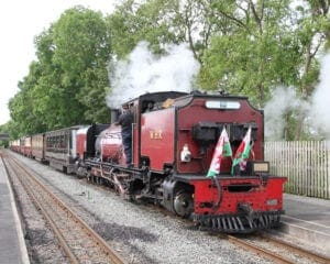 Pic caption: Welsh Highland NGG16 ‘Garratt’ No. 138 at Dinas station on June 14, 2019 about to depart for Caernarfon.