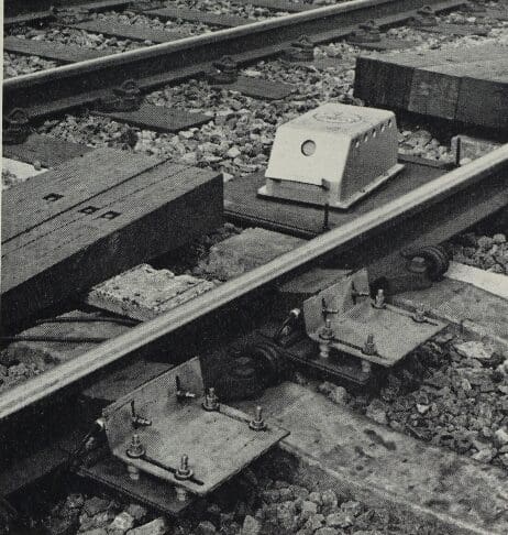 One of the scanner units with transducers (foreground) mounted between the rails